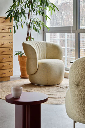 Kori Armchair with Biurgundy Side Table and Potted Indoor Plant in Lounge Setting