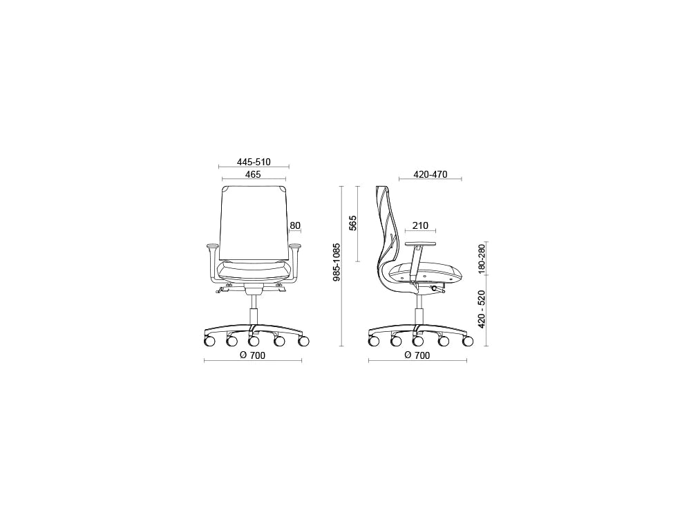 Leaf Air Operative Office Chair Dimensions