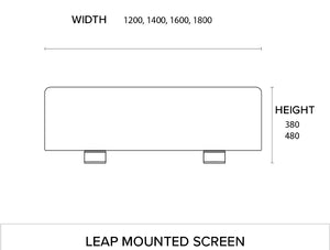 Leap Acoustic Bench Desk Screen Mounted Dimensions