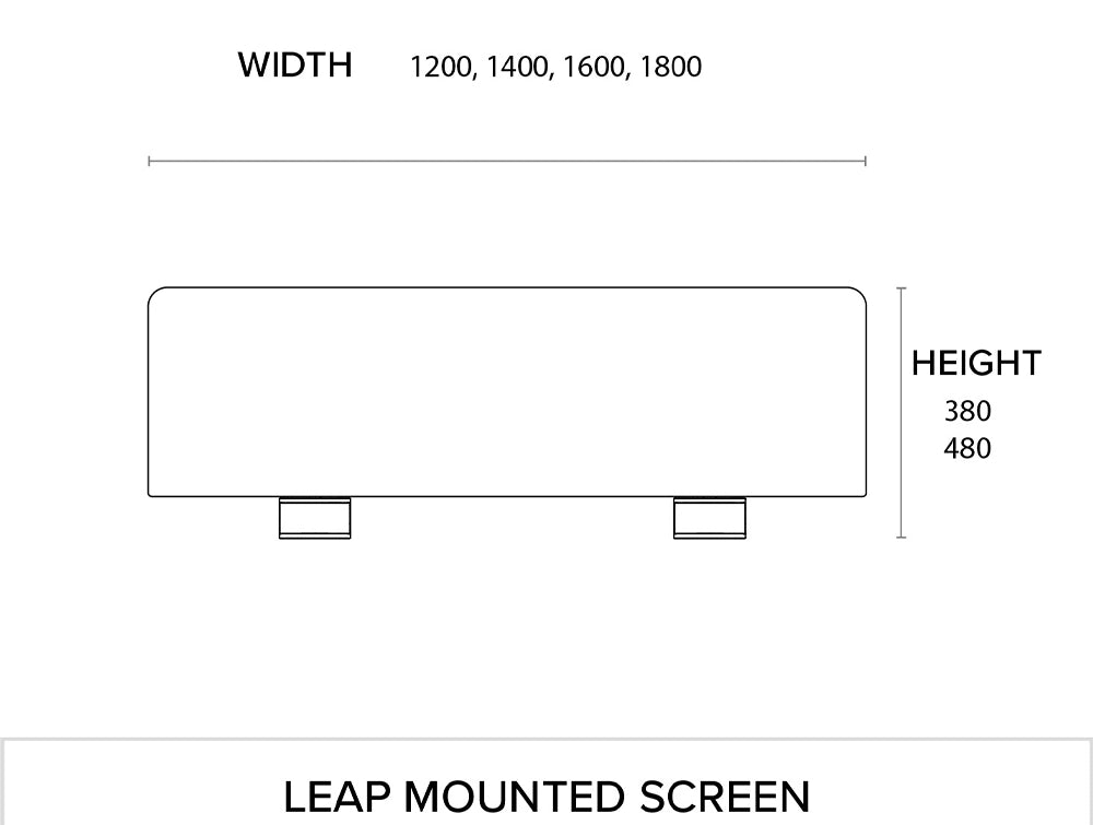 Leap Acoustic Bench Desk Screen Mounted Dimensions
