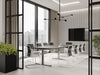 Levo Meet Sit Stand Table with Vela Sled Base Chair in Boardroom Setting 3