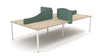 Light Desk Screens in Green Finish Attached in a Bench Desk