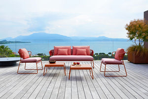 Lisa Outdoor Sofa Club With Coffee Table And Armchair In Outdoor Setting