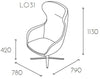 Loop Upholstered Lounge Armchair With High Backrest Dimensions
