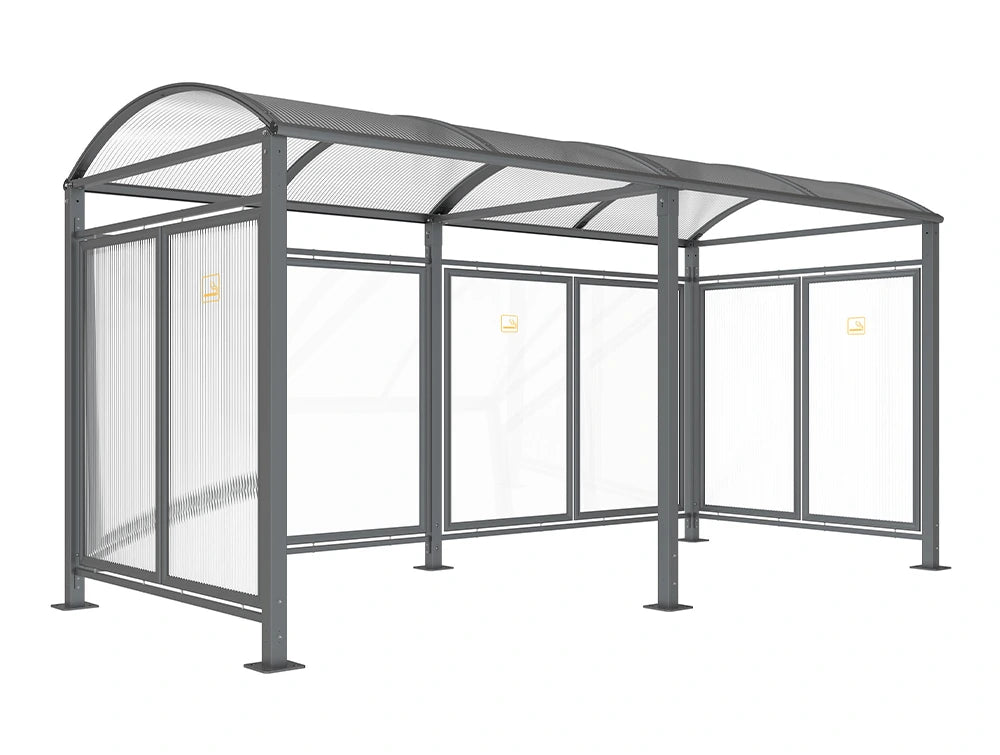 M Barrel Roof Bicycle Shelter with Extension and Back and Side Cladding 2