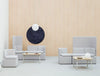 MDD Kaiva Low Modular Sofa 9 in Light Grey Finish with Single Armchair and Rectangular Coffee Table in Lounge Area