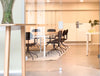 MDD New School Chair with Four Spoke Base 10 in Black Finish with Rectangular Meeting Table in Meeting Room Setting