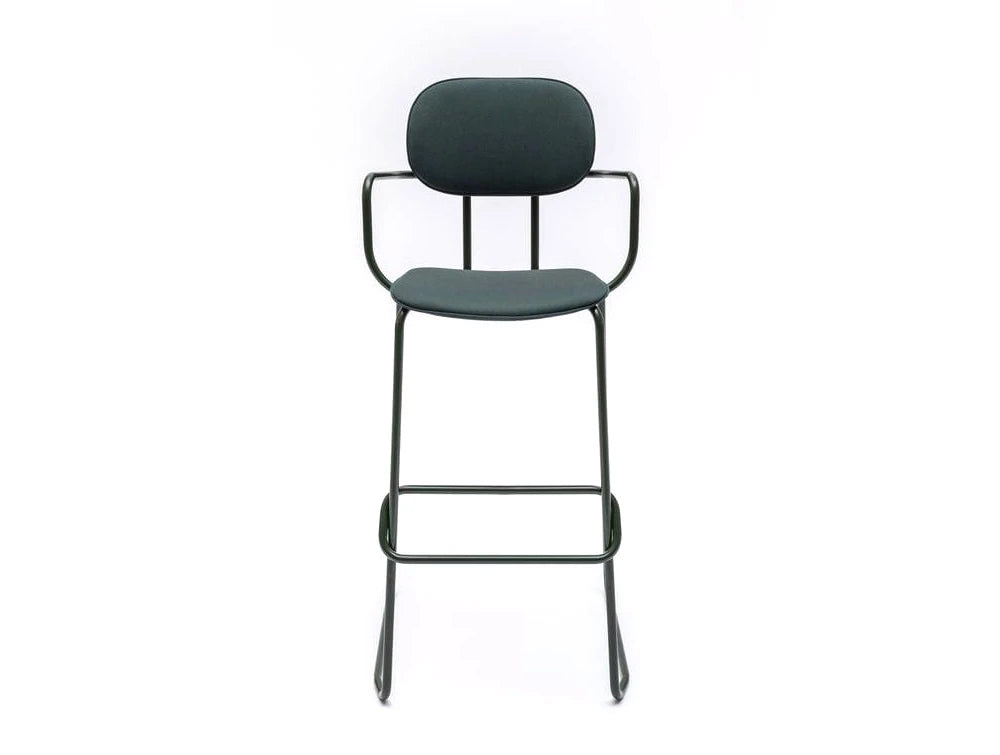 Mdd New School High Sled Chair In Purple Upholstery With Armrest
