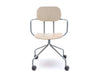 MDD New School Swivel Castor Wheel Chair in Light Wood Finish
