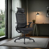 Maglia Office High Back Mesh Task Chair with Table Lamp and Table in Modern Office Setting