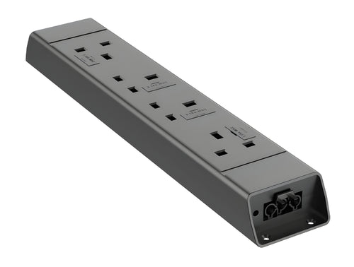 Malmo Below Desk Power Module with 4x Fused Socket Black