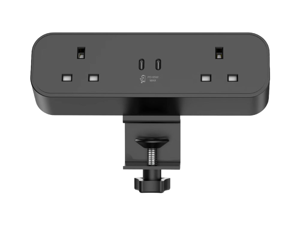 Malmo with 2no UK Sockets with Resetable Fuse 65W Dual USB C Black 2