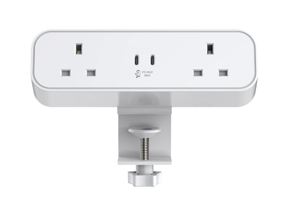 Malmo with 2no UK Sockets with Resetable Fuse 65W Dual USB C White 2