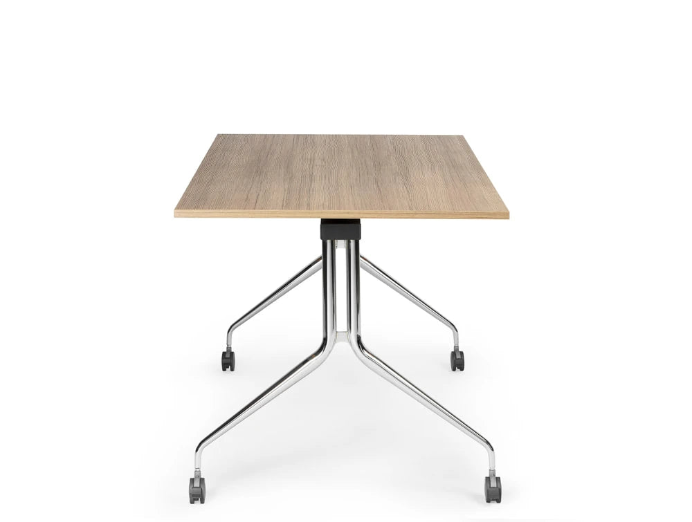 Mara Argo Tilting Rectangular Meeting And Boardroom Table With Castors Beech Table And Chrome Frame