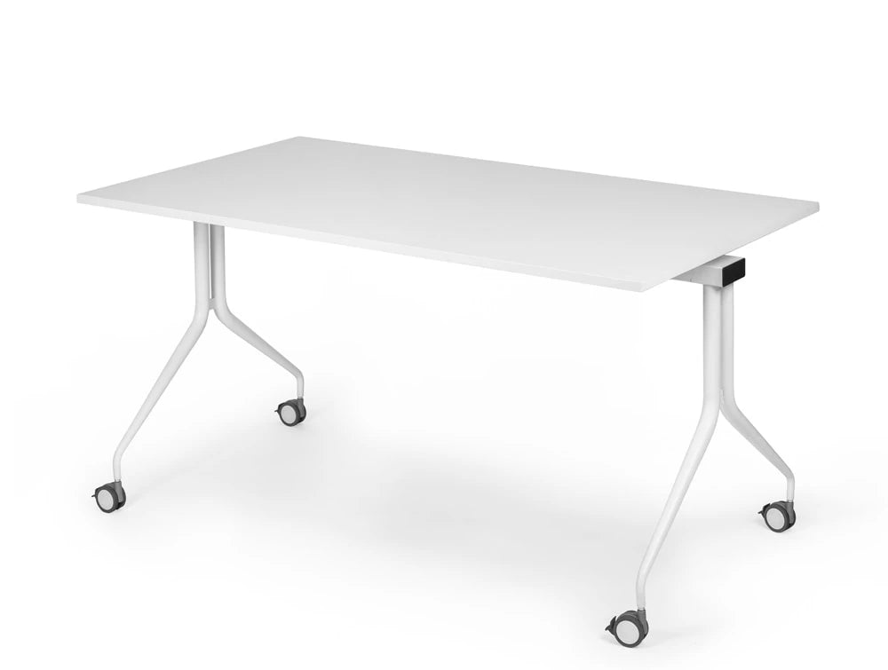 Mara Argo Tilting Rectangular Meeting And Boardroom Table With Wheels In Fully White Finish