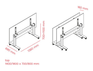 Mara Follow Height Adjustable Mobile Tilting Table 299R 7 Dimensions