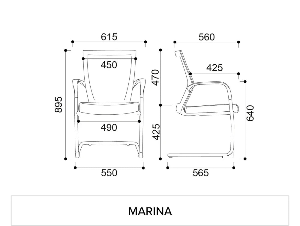 Marina Meeting Chair Dimensions 1