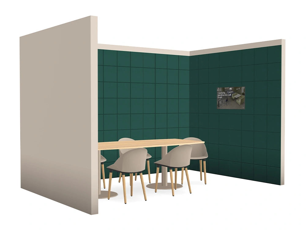 Media Ready Meeting Room with Acoustic Wall Panels with Nexis Table with Malin Meeting Room Chair