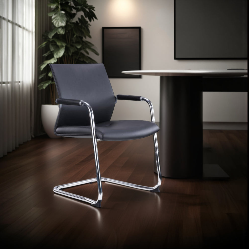 Medium Back Meeting Room Chair with Indoor Plant and Table in Boardroom Setting