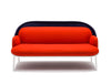 Mesh Sofa With Low Shield In Red And Blue Upholstred Finish With White Legs