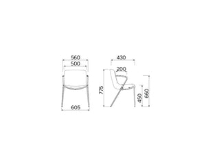 Milos 4 Leg With Armrests Office Chair Dimensions