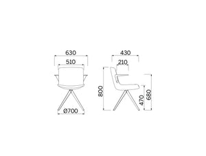 Milos Meeting 4 Star Trestle In Wood Office Chair 3 Dimensions