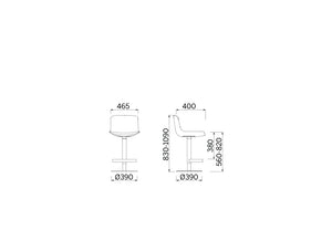 Milos Stool Adjustable In Height Cafeteria Chair 3 Dimensions