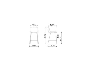 Milos Stool H 670 Cafeteria Chair 3 Dimensions