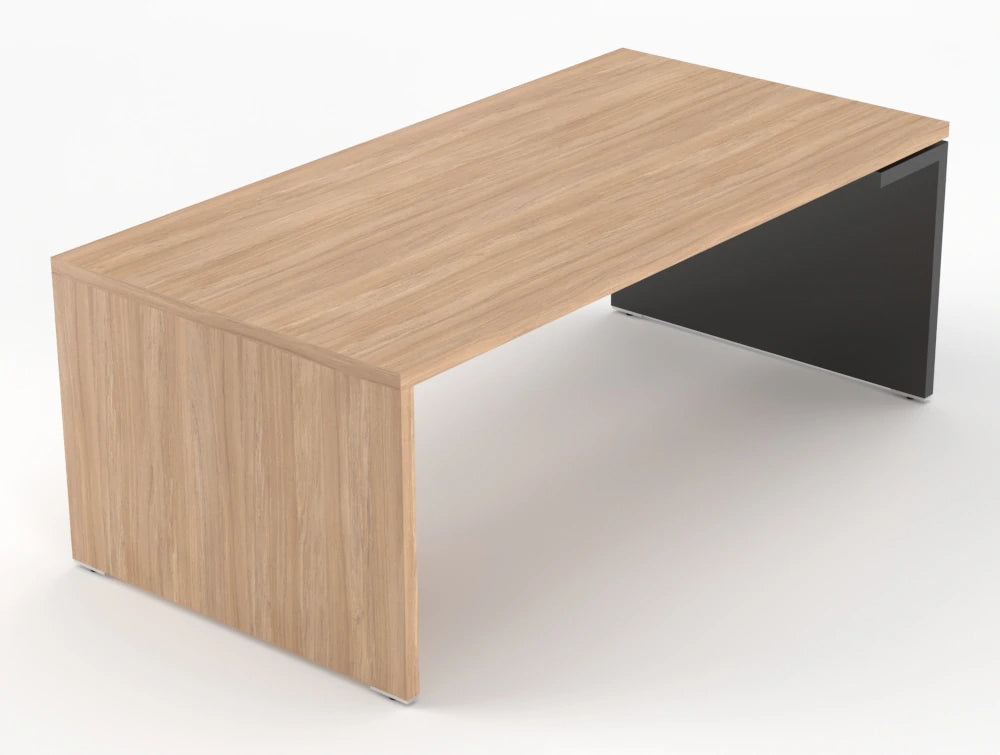 Mito Executive Desk Amber Oak Top Black Gloss Body 2000Mm Right