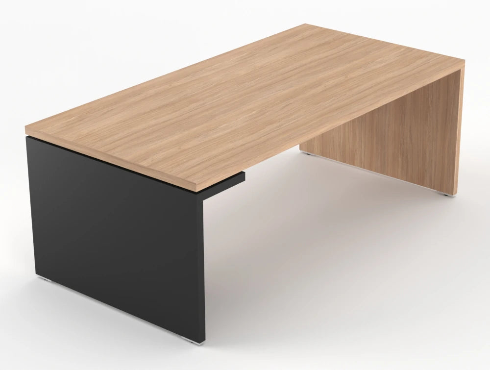 Mito Executive Desk Amber Oak Top Black Matt Body 2000Mm Left