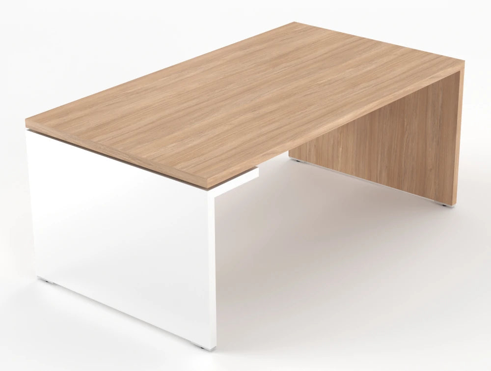 Mito Executive Desk Amber Oak Top White Gloss Body 1800Mm Left
