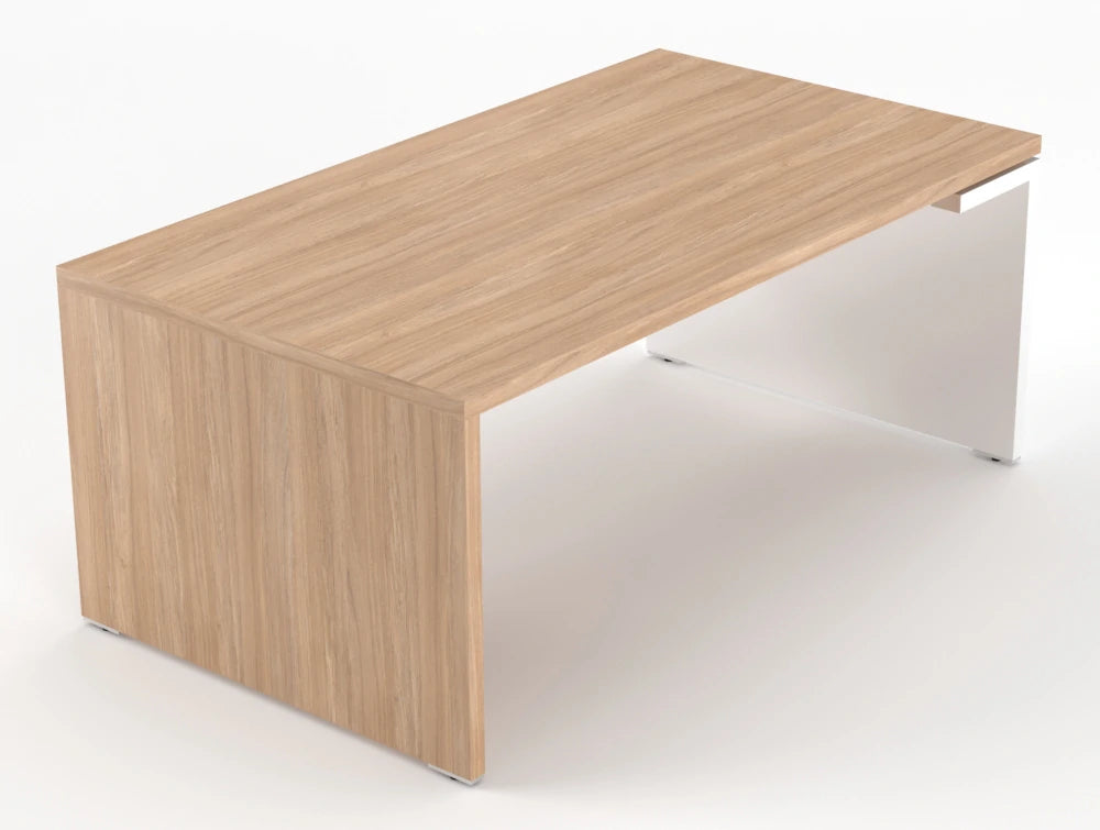 Mito Executive Desk Amber Oak Top White Gloss Body 1800Mm Right