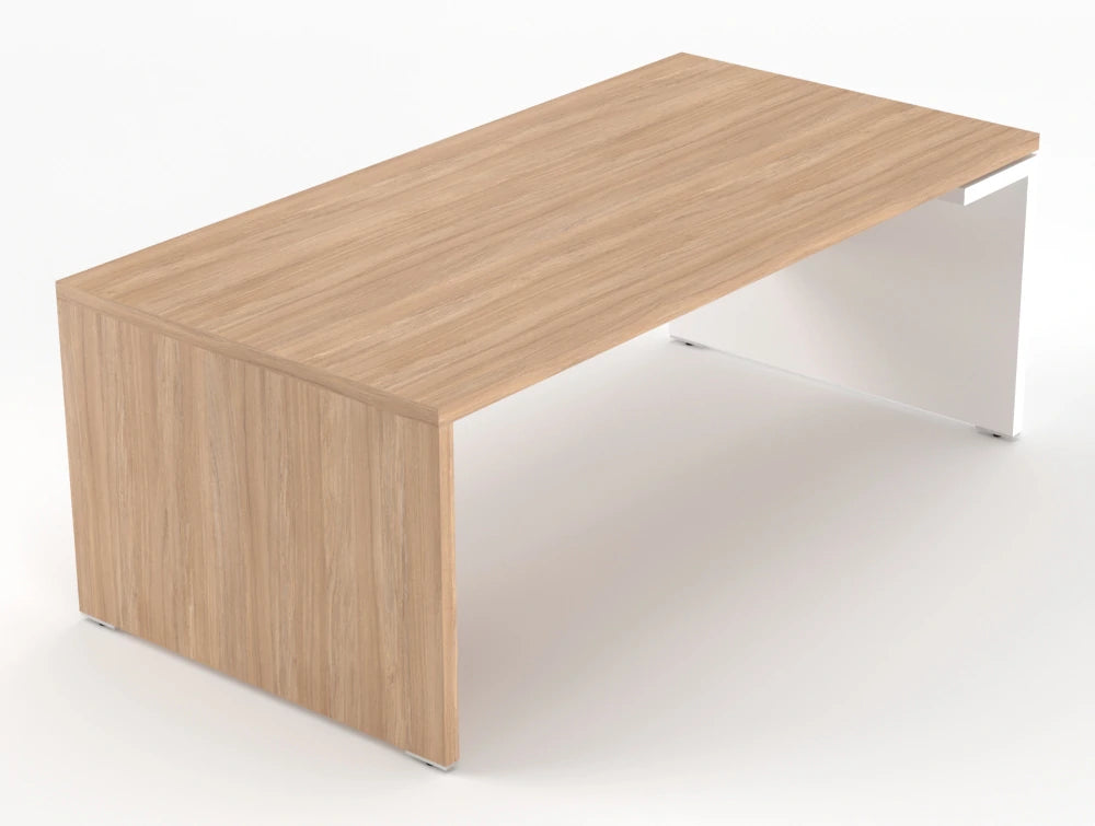 Mito Executive Desk Amber Oak Top White Matt Body 2000Mm Right