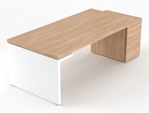 Mito Executive Desk With Side Storage Amber Oak Top Black Matt Body 2219Mm