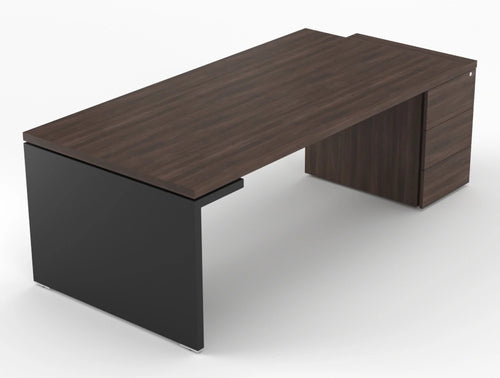 Mito Executive Desk With Side Storage Amber Oak Top Black Matt Body 2219Mm