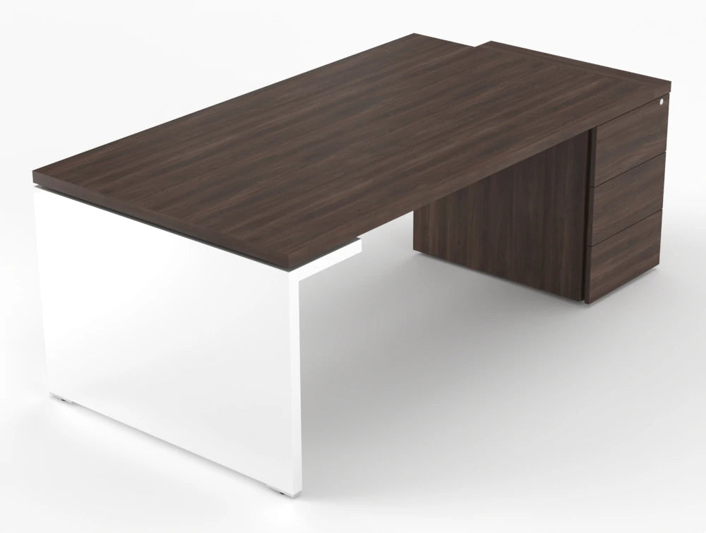 Mito Executive Desk With Side Storage Robinia Top White Gloss Body 2019Mm