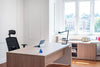 Mito Executive Wooden Desk with Ergonomic Chair and Table Lamp in Modern Office Setting 2