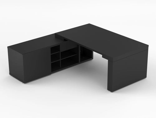 Mito Sit Stand Fenix Finerprint Proof Executive Desk With Side Storage 2190Mm Left