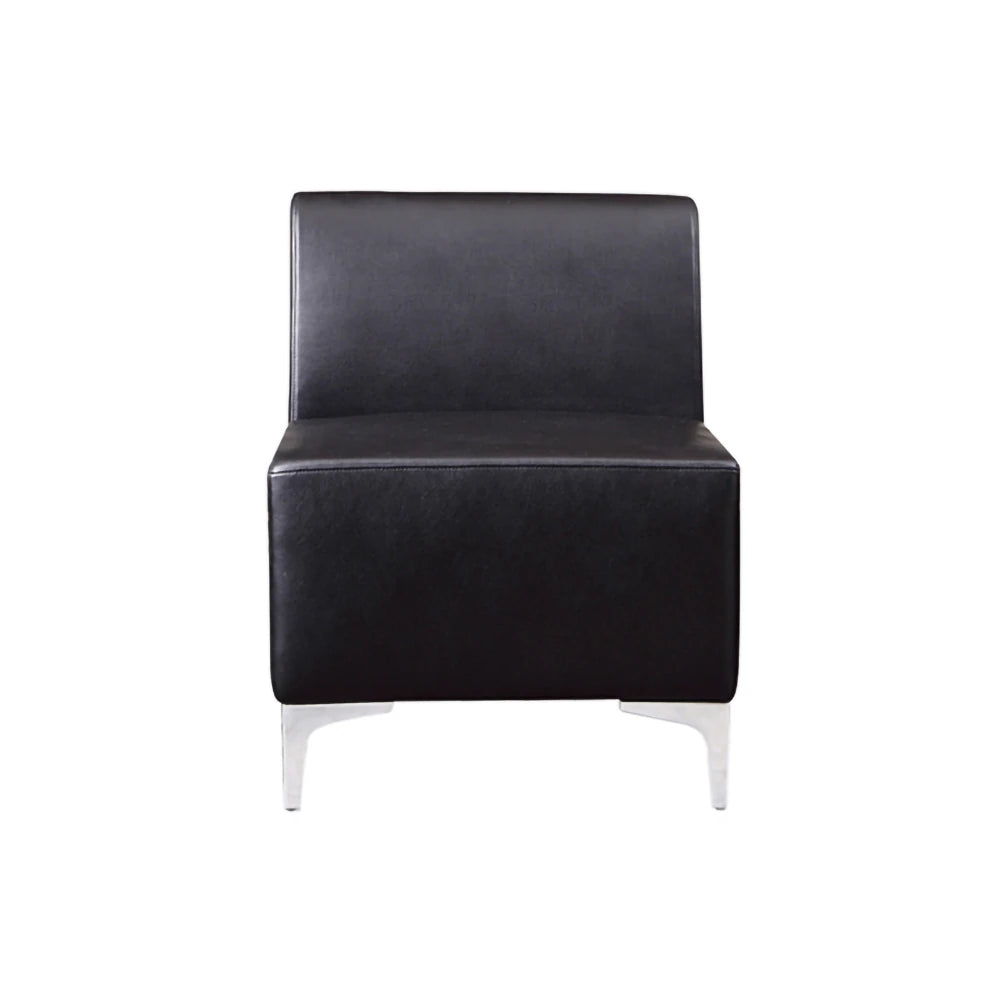 Modular Middle Section Sofa In Black Faux Leather