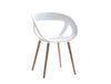 Moema Stackable Canteen Chair With Wooden Legs In White