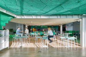 Momo High Stool with Footrest in Canteen Setting