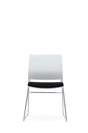 Multi Purpose Chair in White with Black Fabric Seat 2