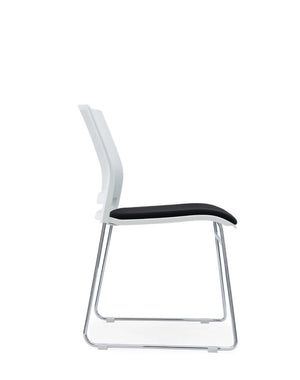 Multi Purpose Chair In White With Black Fabric Seat 3