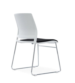 Multi Purpose Chair In White With Black Fabric Seat 4