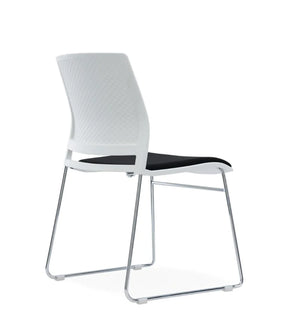 Multi Purpose Chair in White with Black Fabric Seat 4