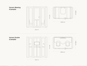 Mute Space L 2 Person Soundproof Meeting Pod 7 Dimensions