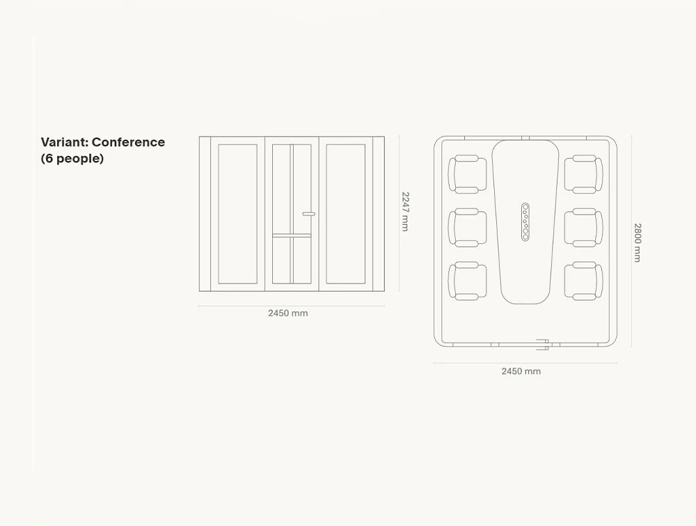 Mute Space Xl Soundproof Meeting Pod 4 Dimensions