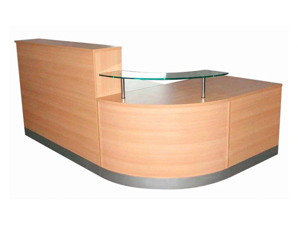 Elite 3 Section Curved Corner Reception Unit In American Black Walnut