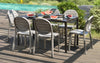 Nardi Cube Outdoor Table in Coffee with Grey Chair in Outdoor Dining Setting
