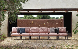 Nardi Komodo Outdoor Seating Set in Rose Quartz with Multi Colour Throw Pillows